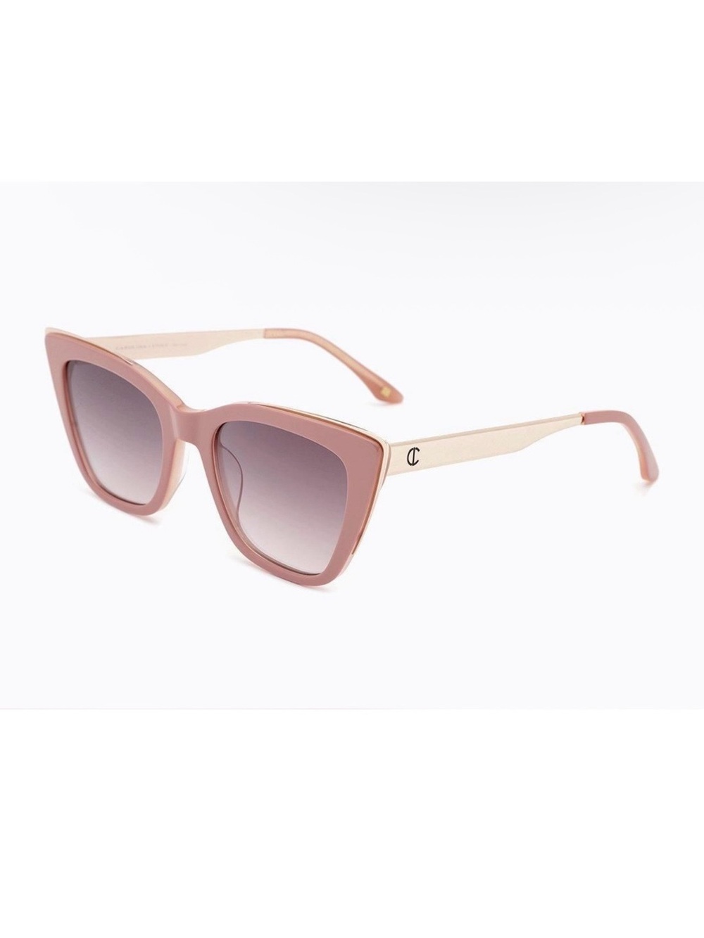 Women's Blush Pink Cat-Eye Sunglasses with Gold Arms